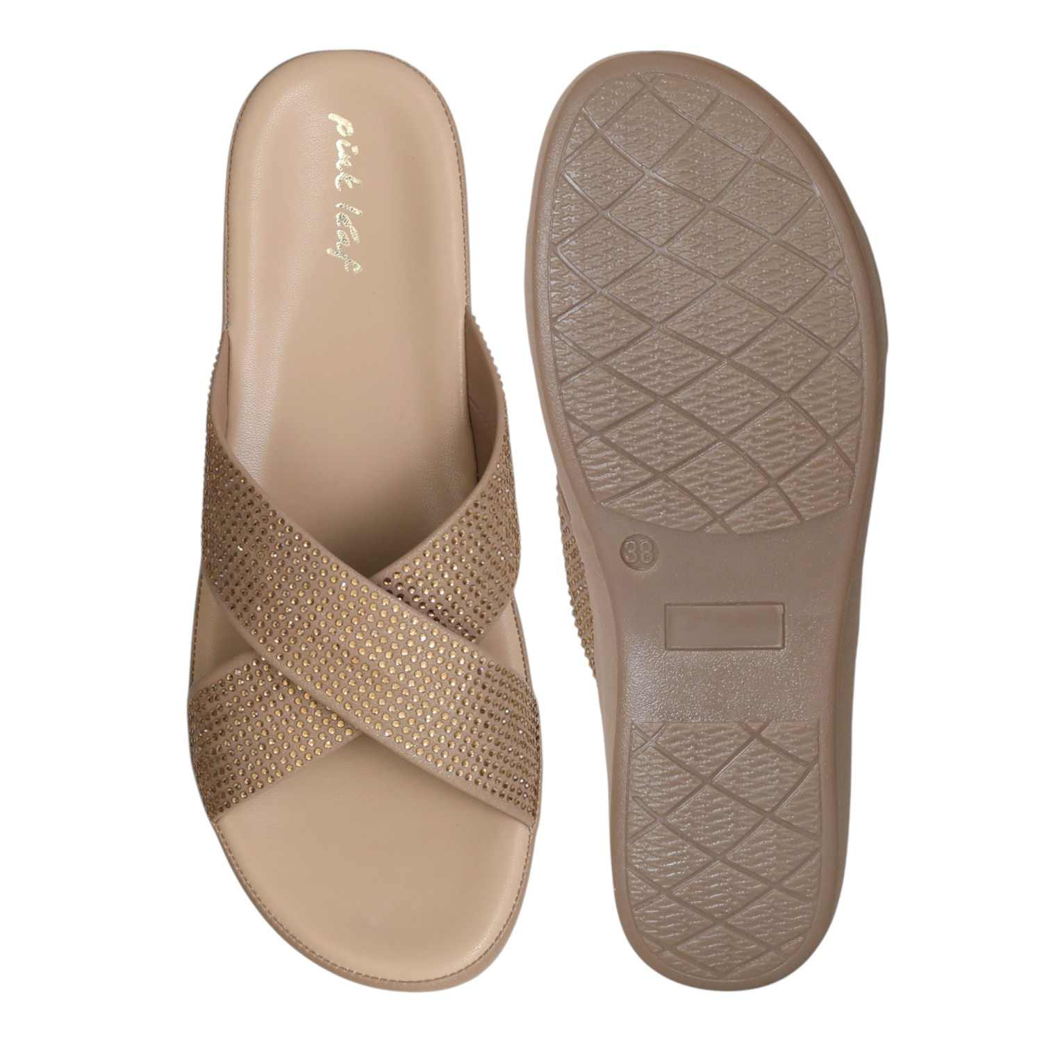 Women's Antique Glow Cross-Strap Slides