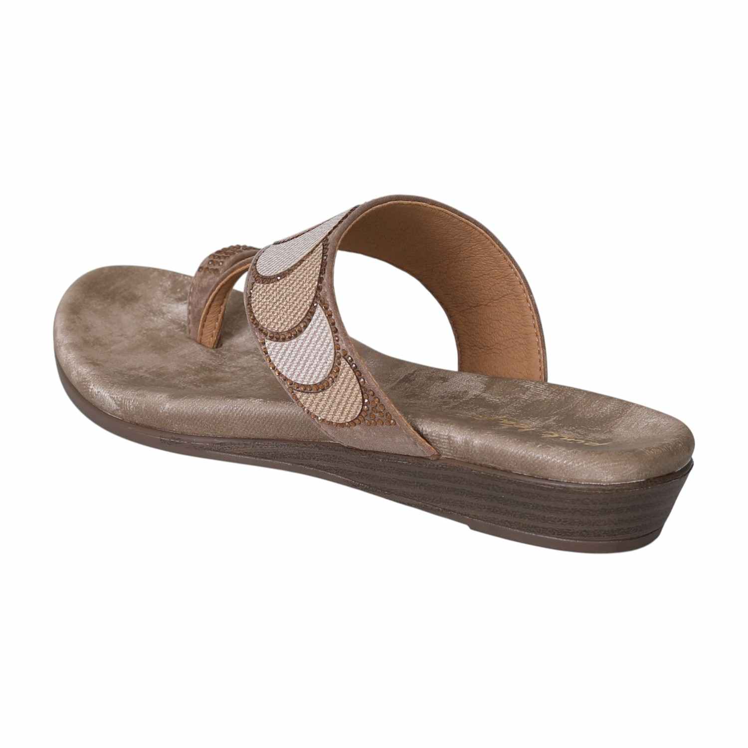 Beige Bronze Toe-Ring Flats for Women