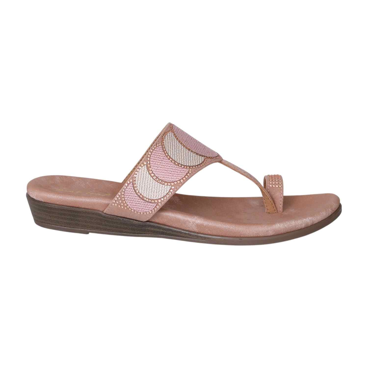 Peach Toe-Ring Flats for Women