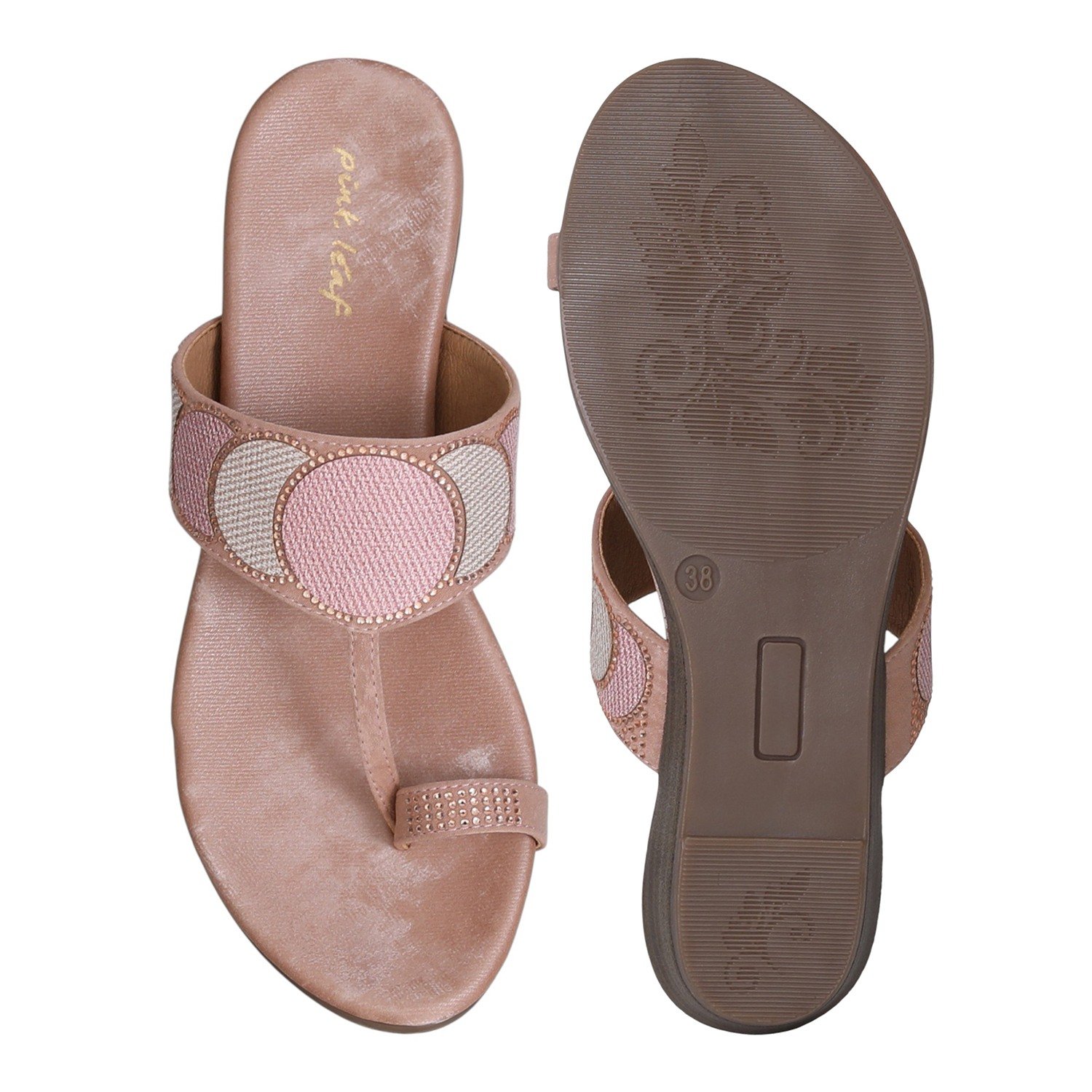 Peach Toe-Ring Flats for Women