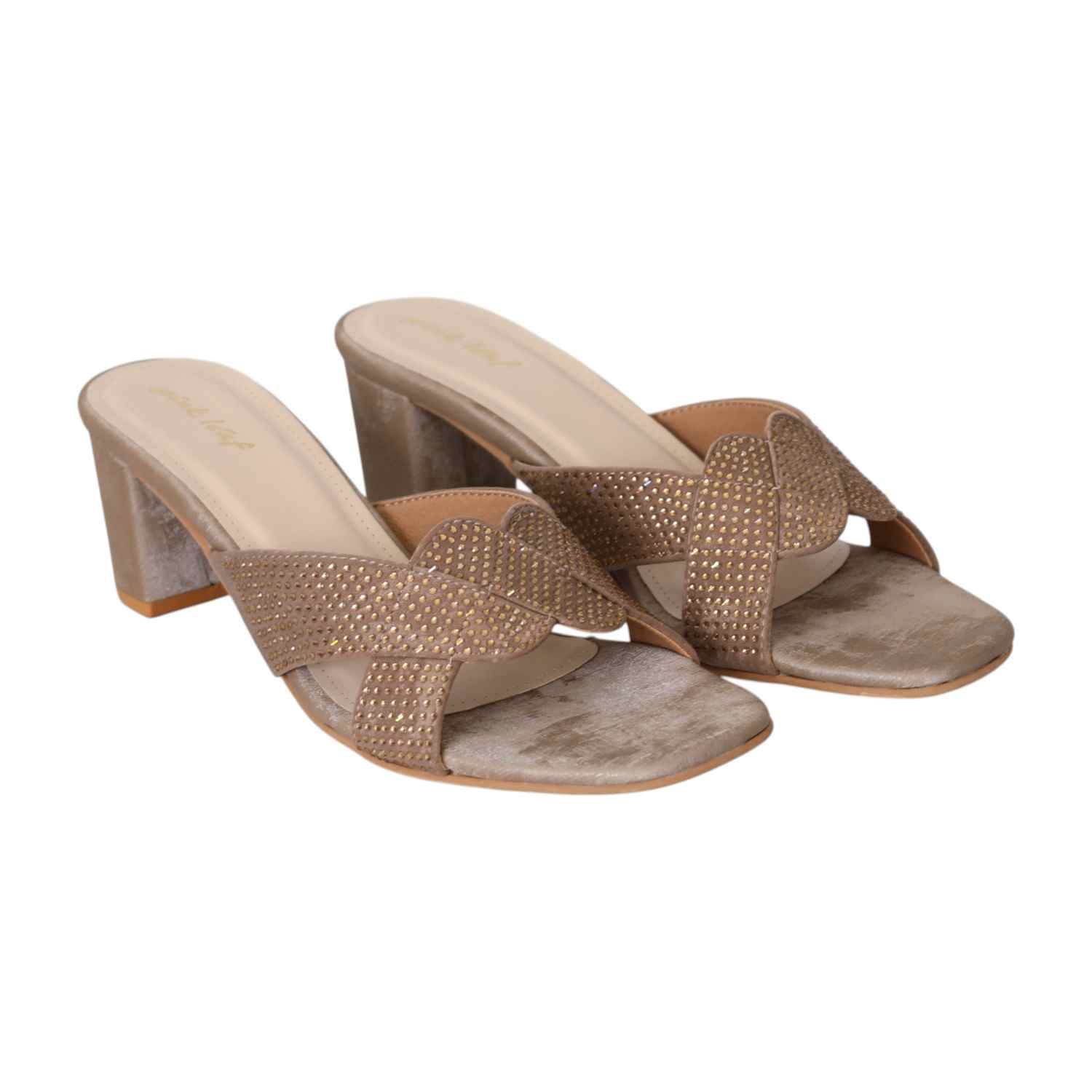 Women's Champagne Glint Braided Heels