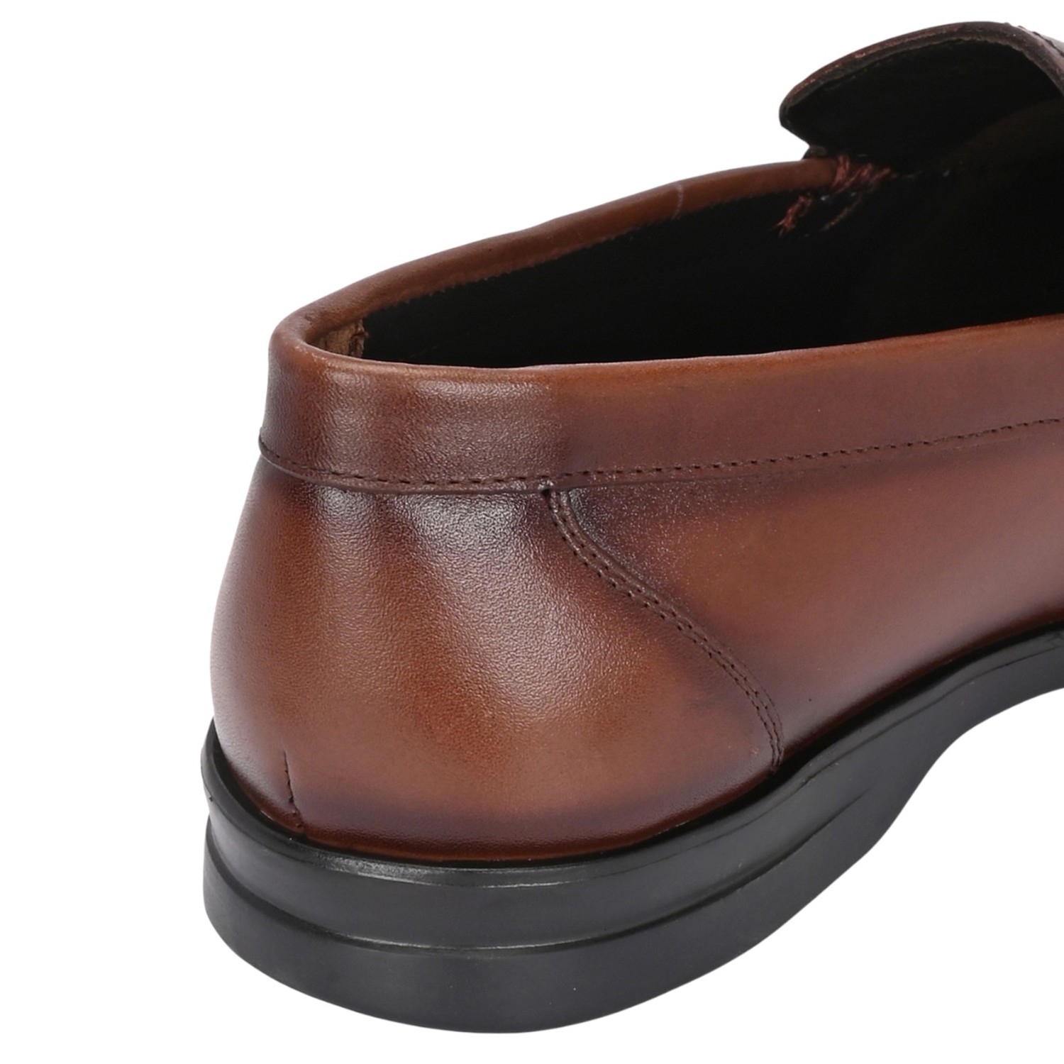 Men Classic Brown Plain-Vamp Slip-On Leather Loafers