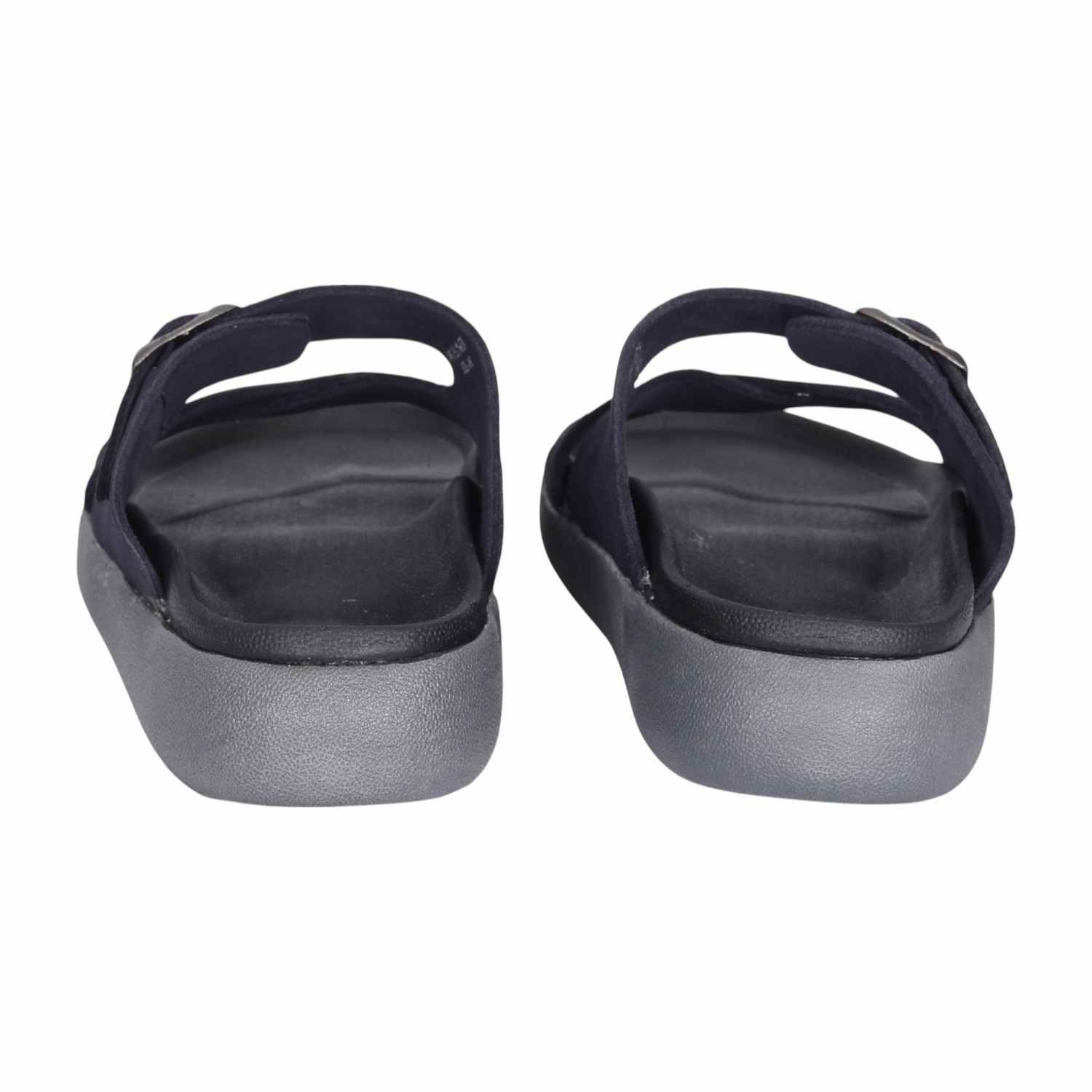 Men Navy Blue Luxe Buckle Comfort Slides