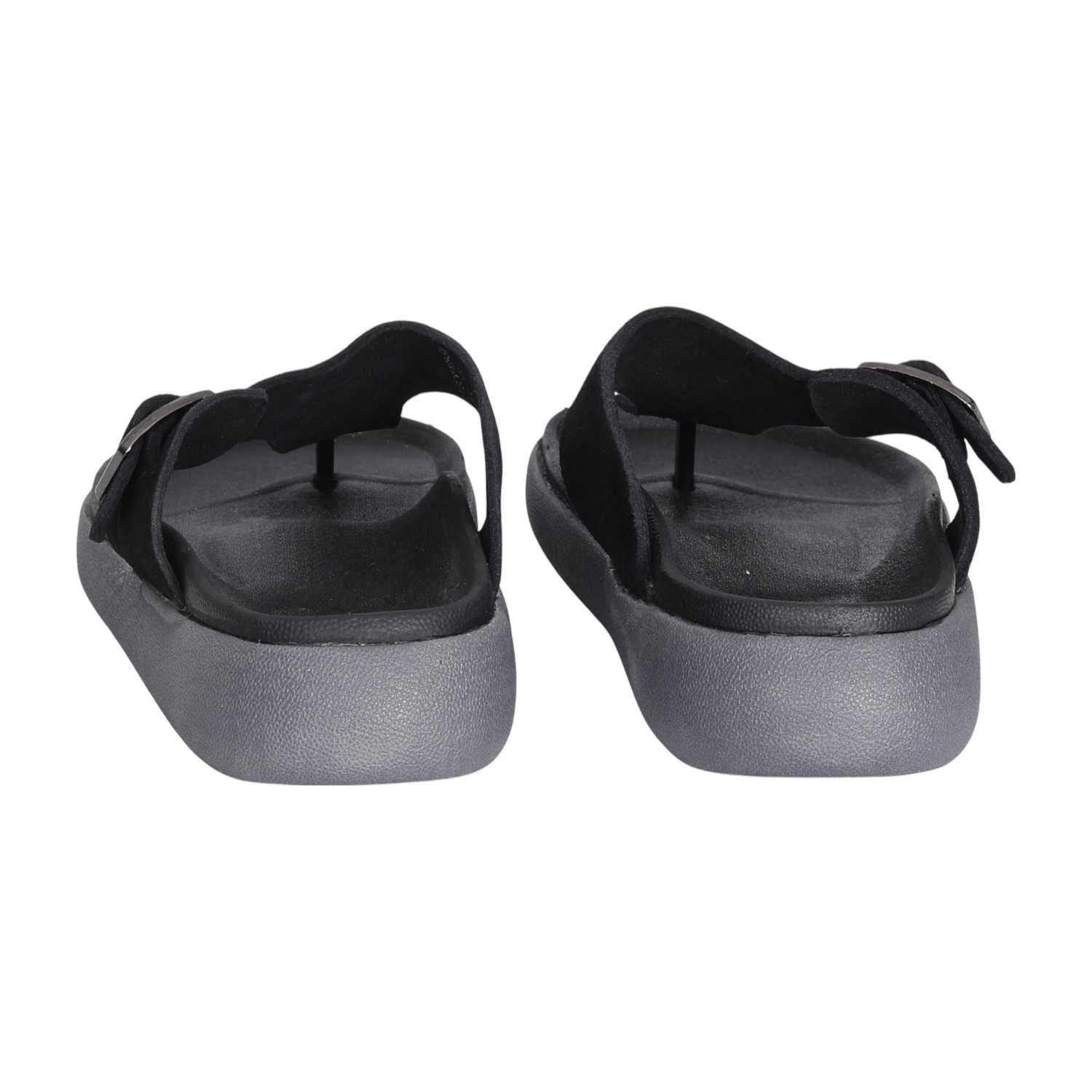 Men Modern Black Buckled Sandals
