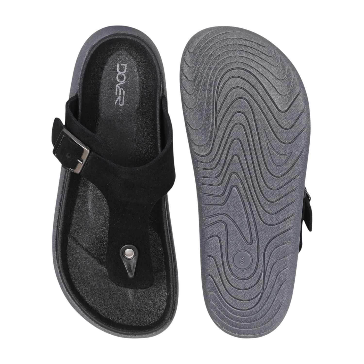 Men Modern Black Buckled Sandals
