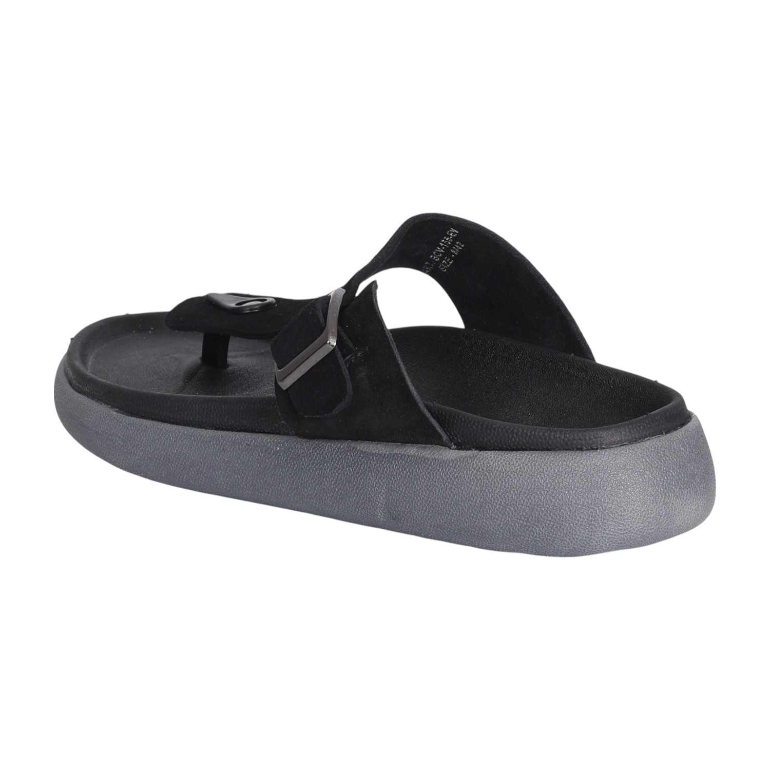 Men Modern Black Buckled Sandals