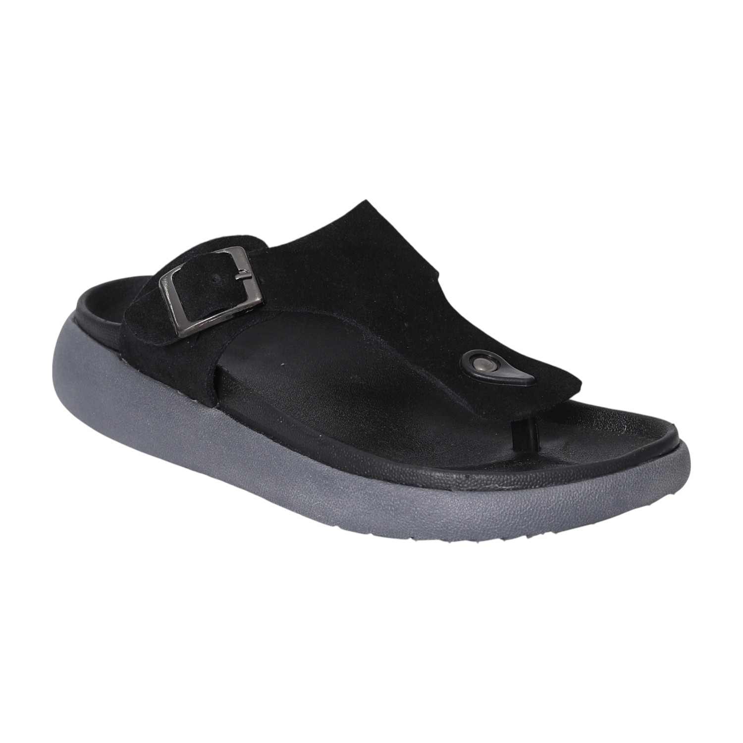 Men Modern Black Buckled Sandals