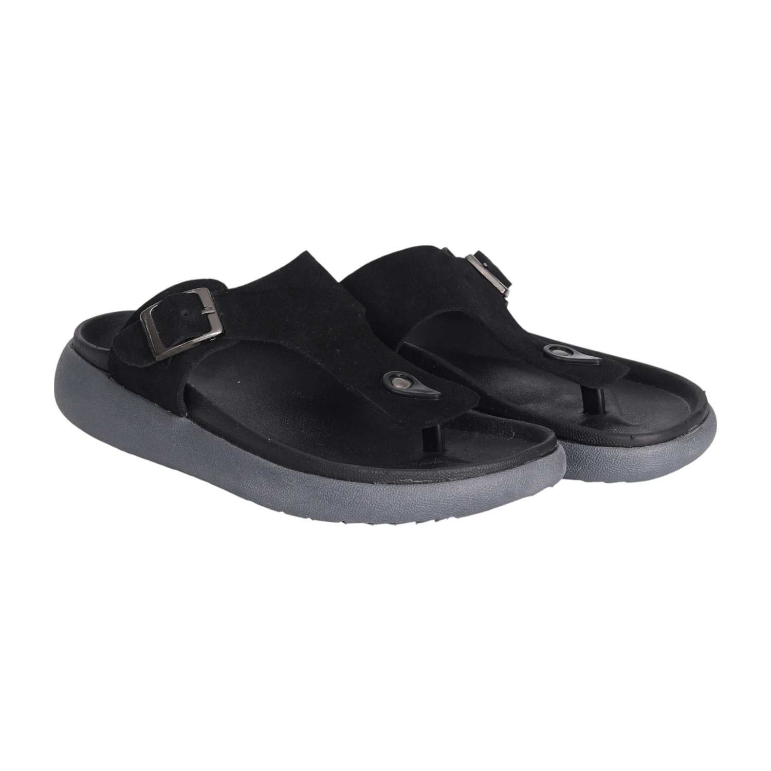 Men Modern Black Buckled Sandals