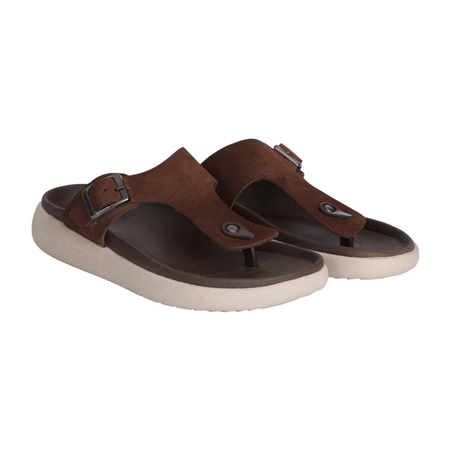 Men Classic Brown Buckled Sandals