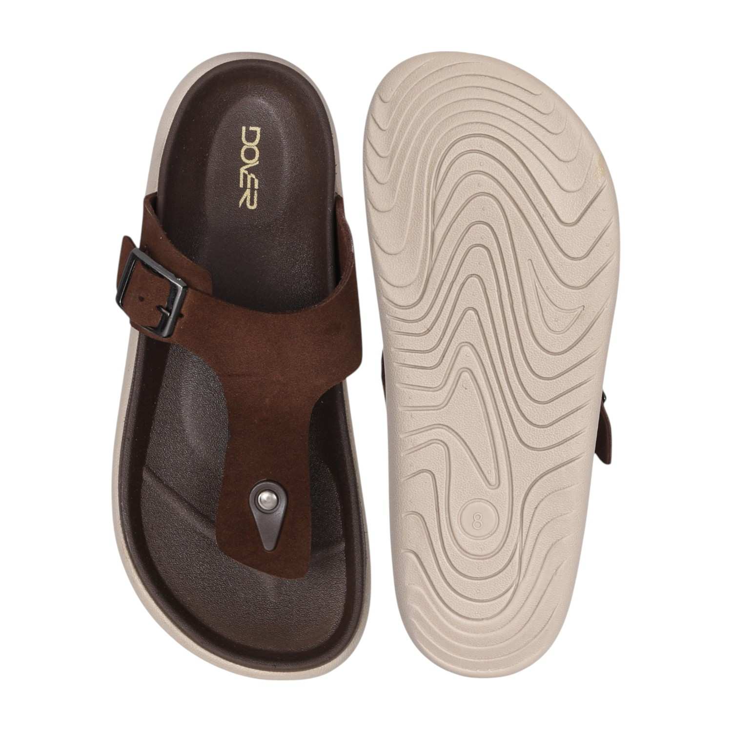 Men Classic Brown Buckled Sandals
