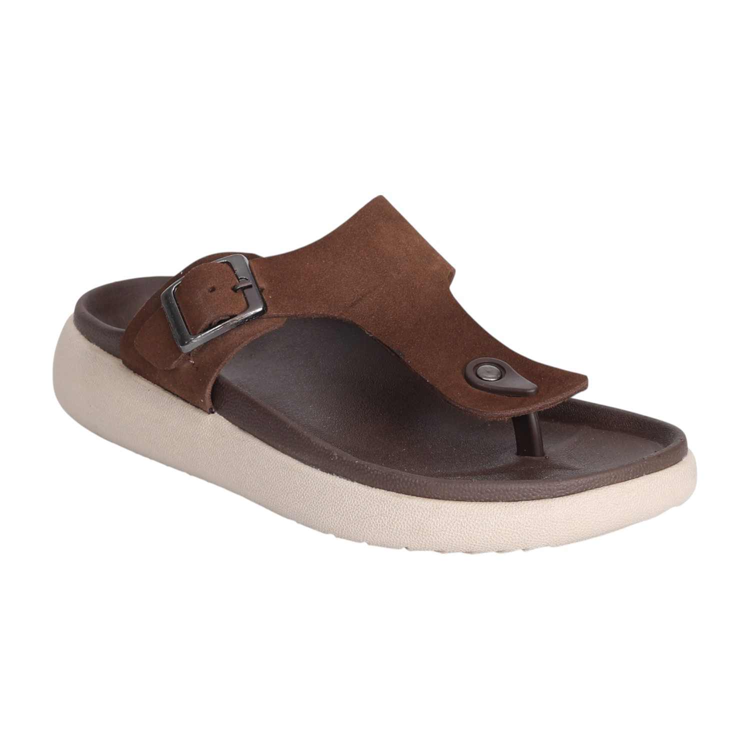 Men Classic Brown Buckled Sandals