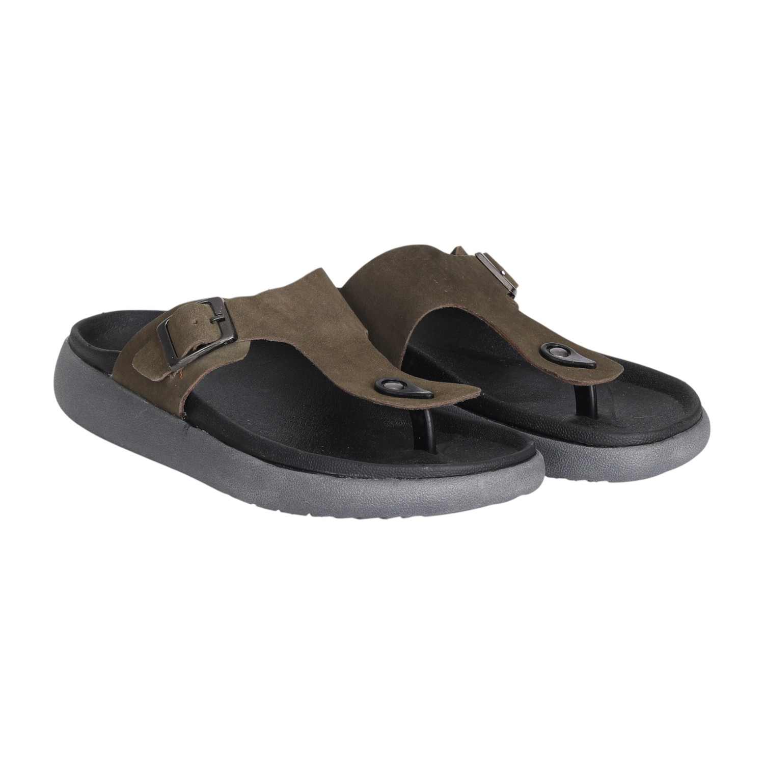 Men’s Olive Suede Buckle Sandals