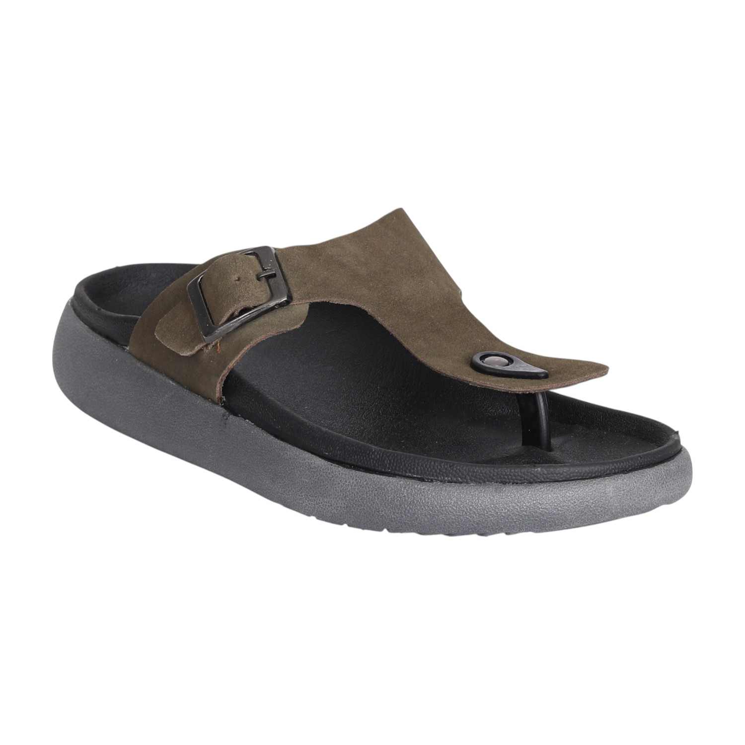 Men’s Olive Suede Buckle Sandals