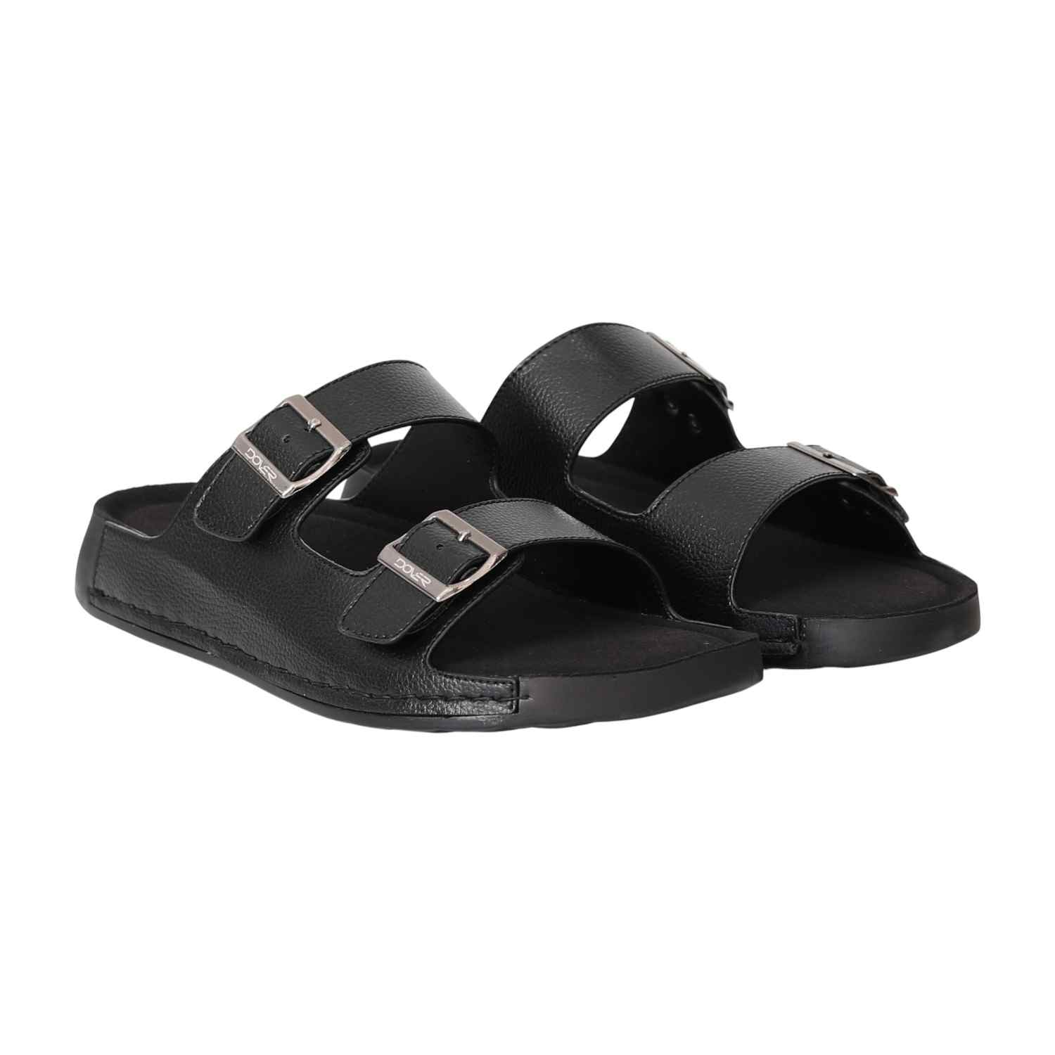 Men Black Classic Double Strap Sandals