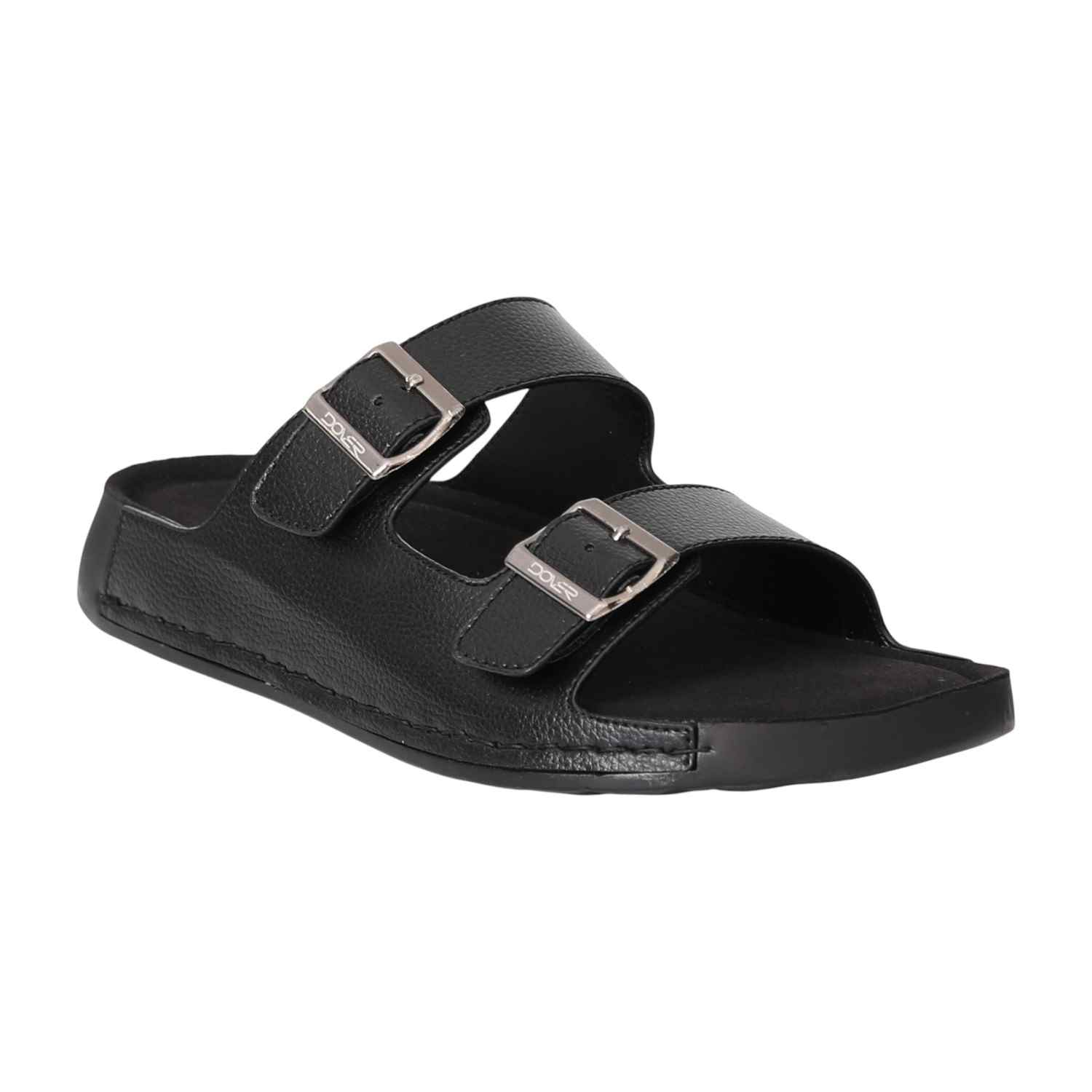 Men Black Classic Double Strap Sandals