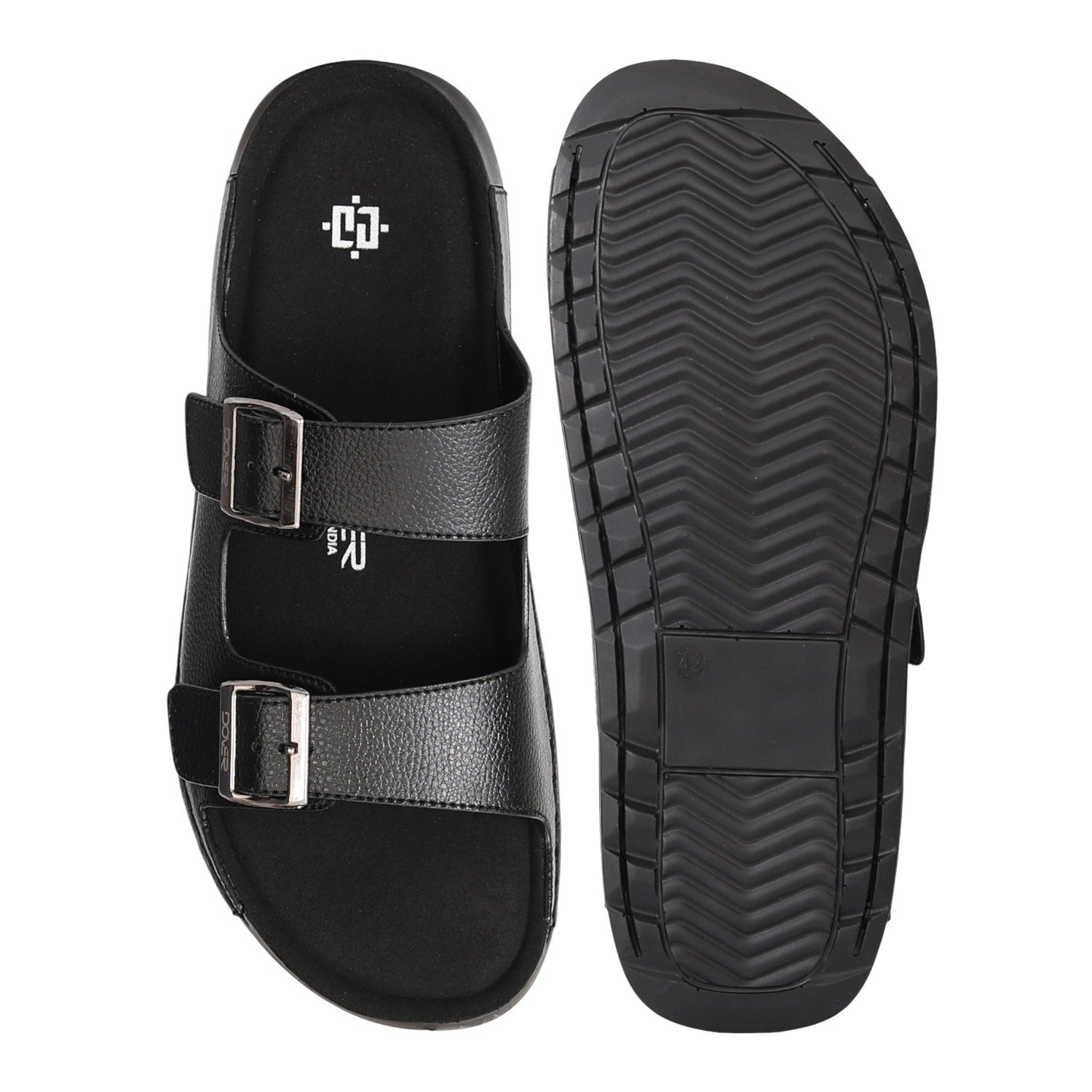 Men Black Classic Double Strap Sandals