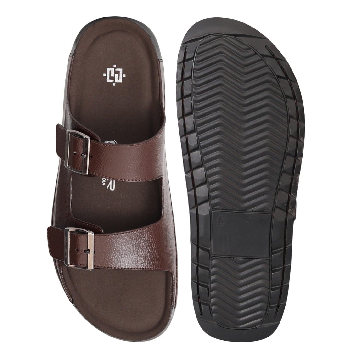 Men Brown Classic Double Strap Sandals