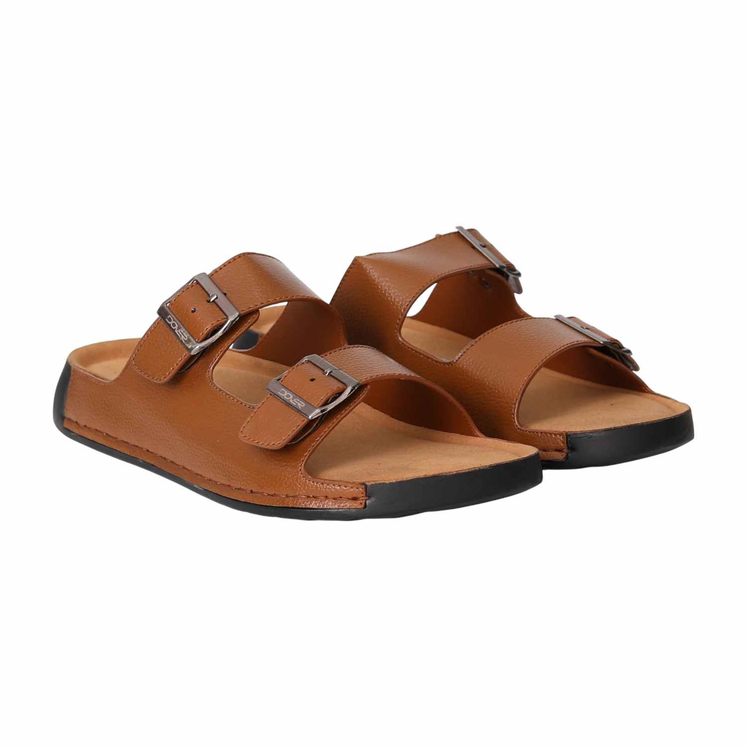 Men Tan Classic Double Strap Sandals