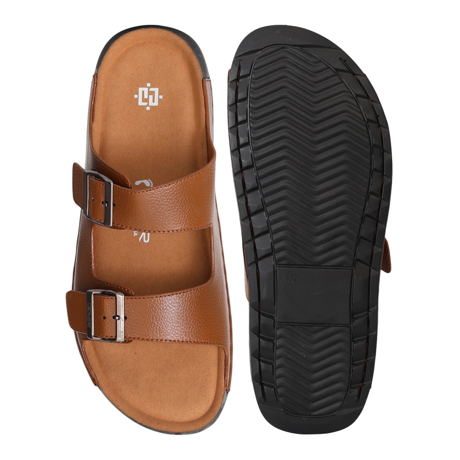 Men Tan Classic Double Strap Sandals