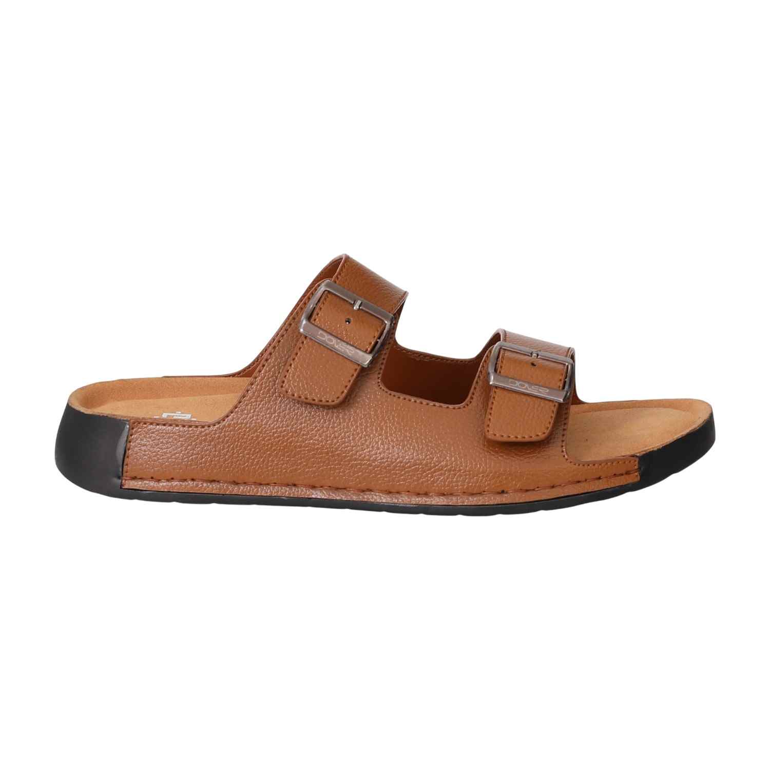 Men Tan Classic Double Strap Sandals
