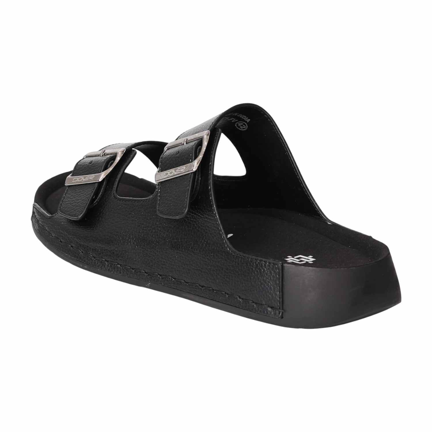 Men Black Dual-Strap Sandals