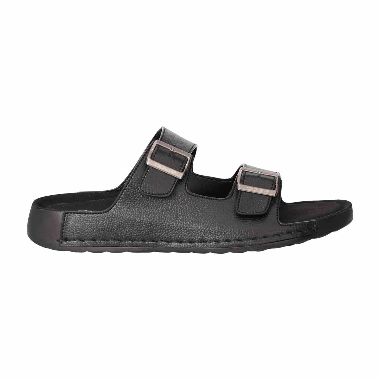 Men Black Dual-Strap Sandals