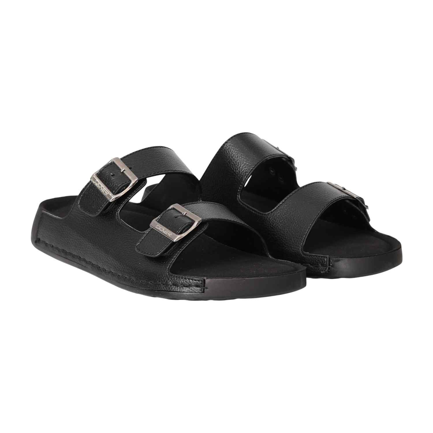 Men Black Dual-Strap Sandals