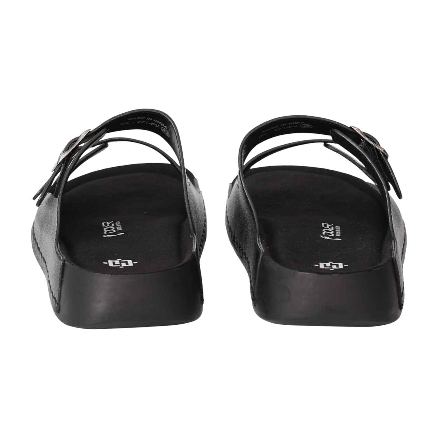 Men Black Dual-Strap Sandals
