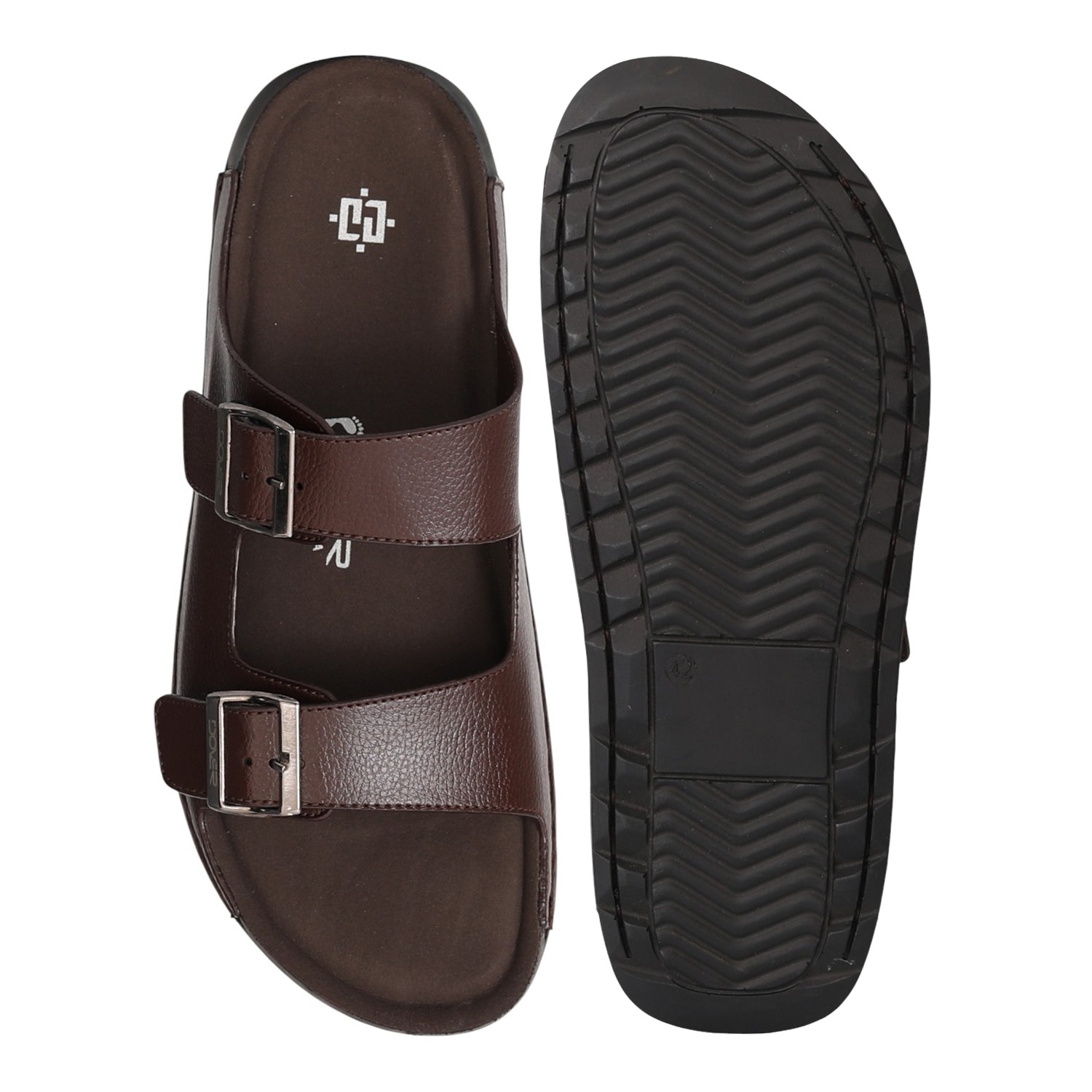Men Brown Dual-Strap Sandals