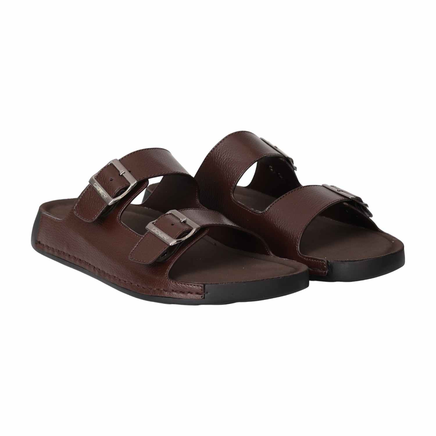 Men Brown Dual-Strap Sandals