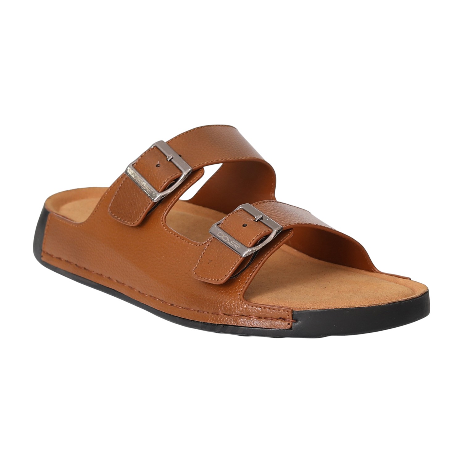 Men Tan Dual-Strap Sandals