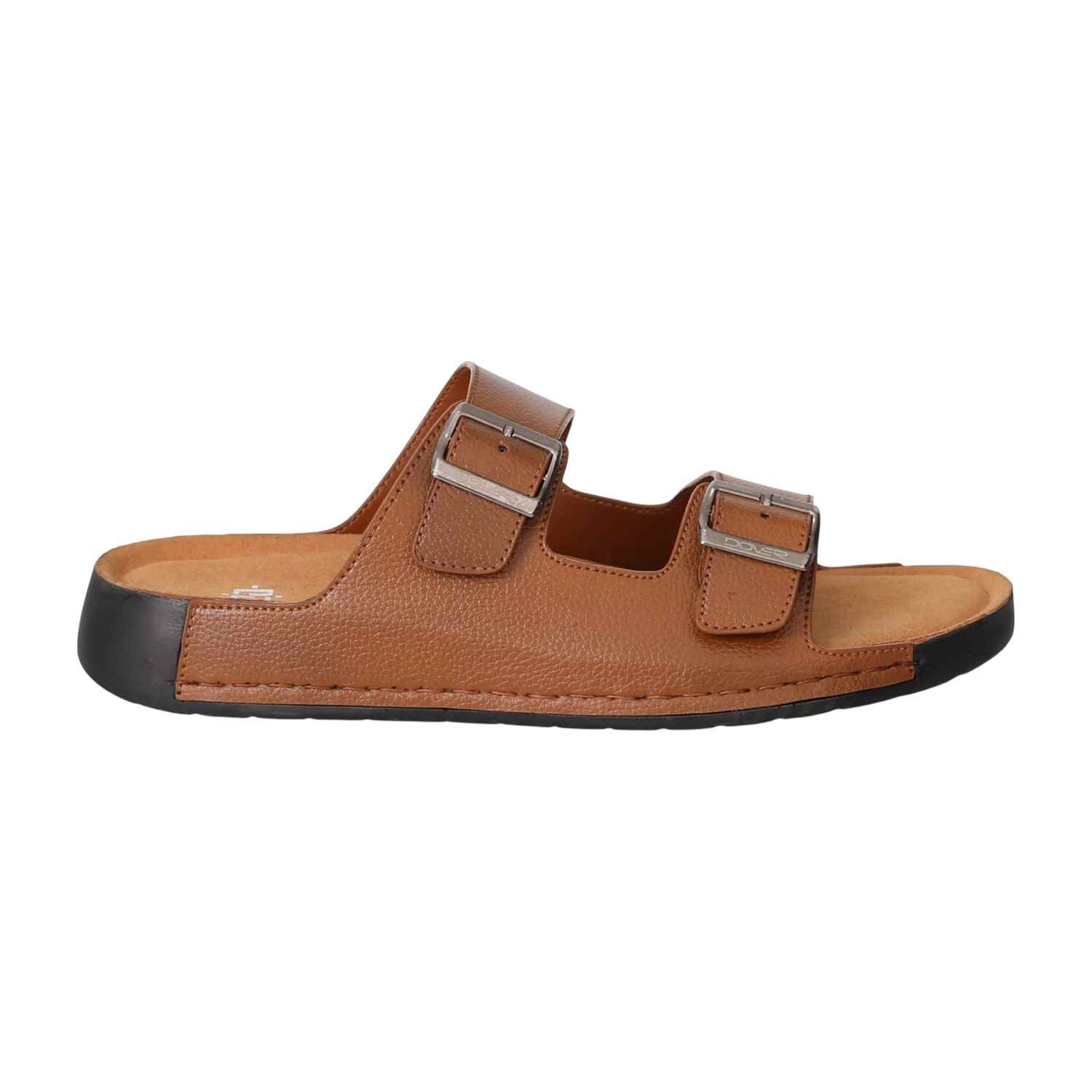 Men Tan Dual-Strap Sandals