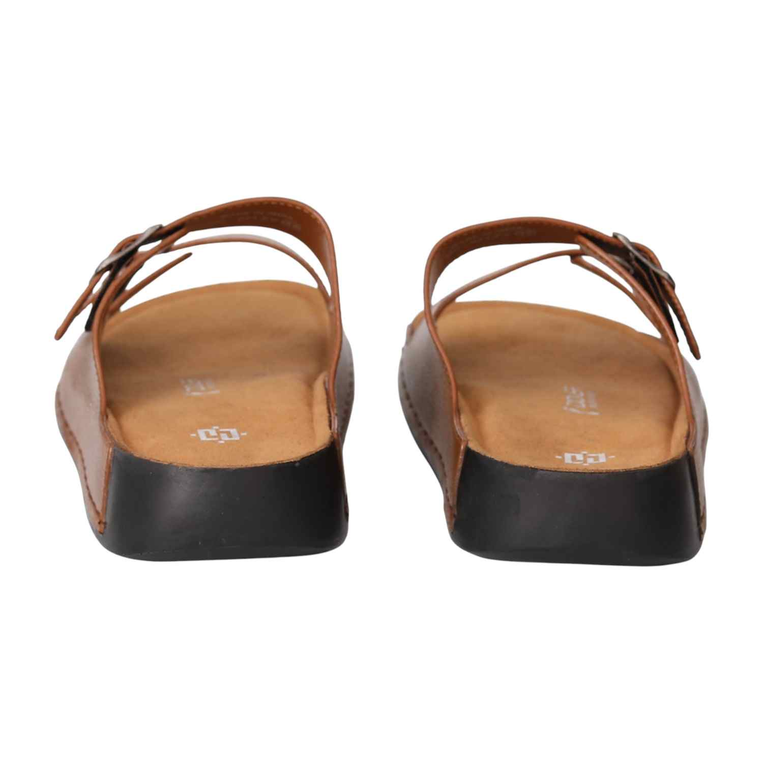 Men Tan Dual-Strap Sandals