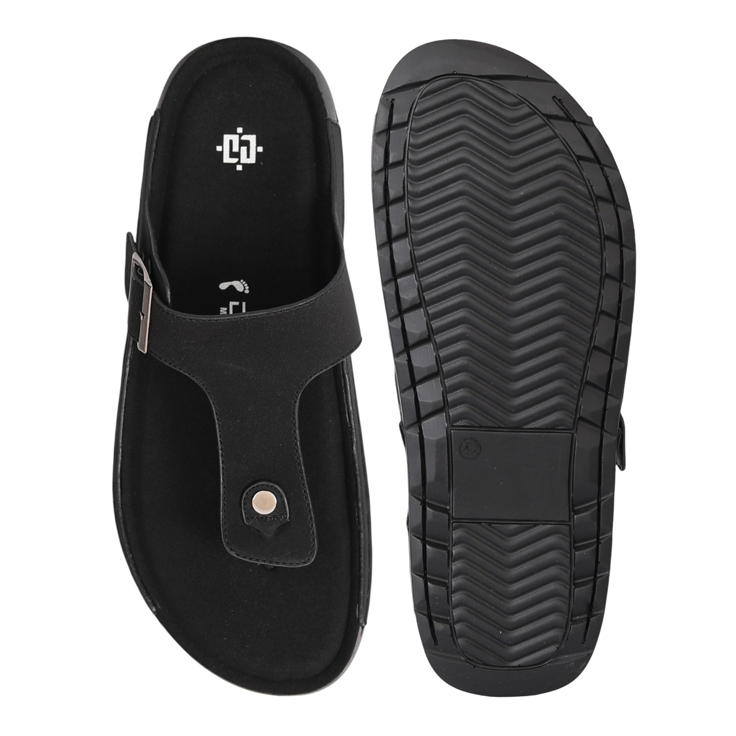 Men Black EasyBuckle Chappals