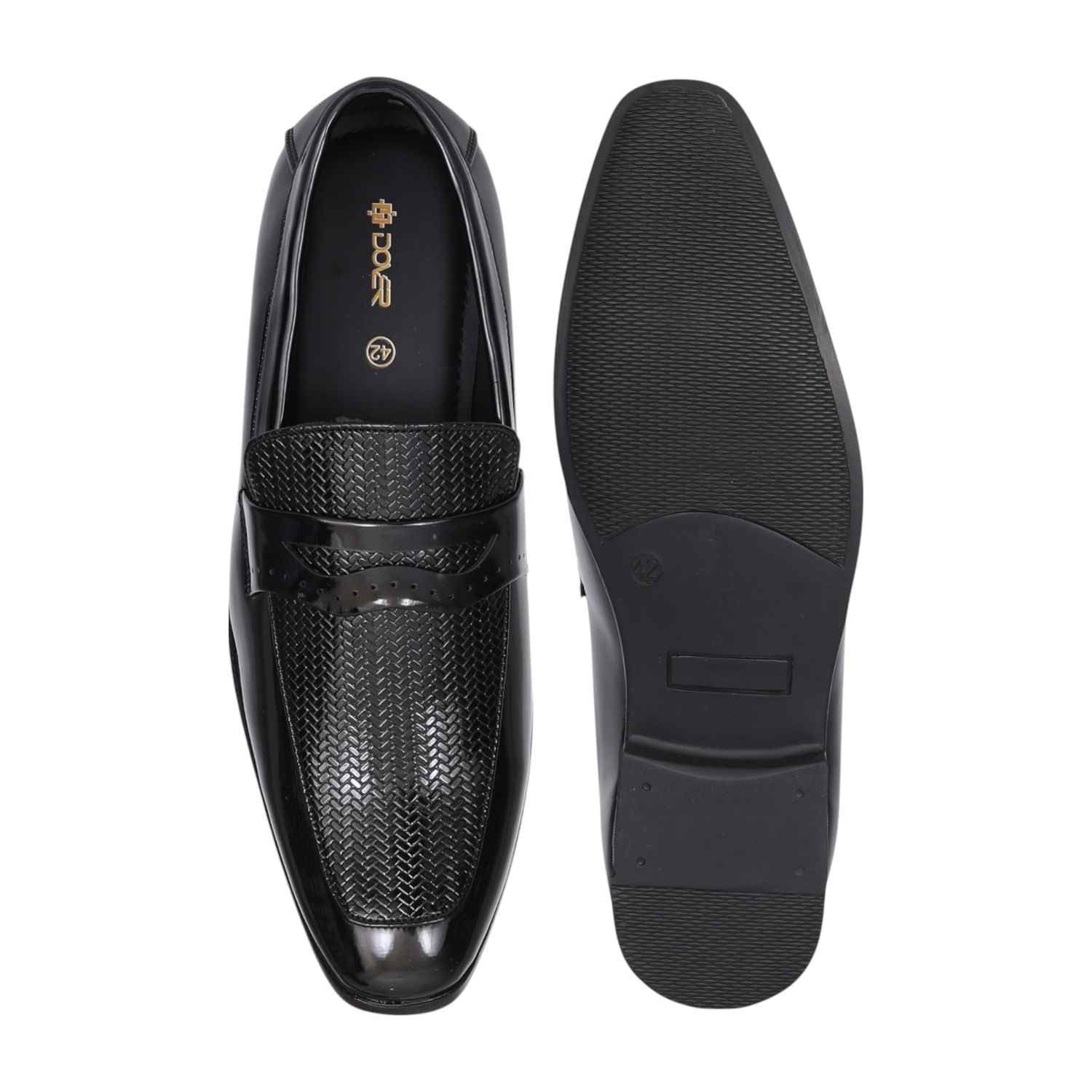 Men Sophisticated Black Textured Formal Loafers