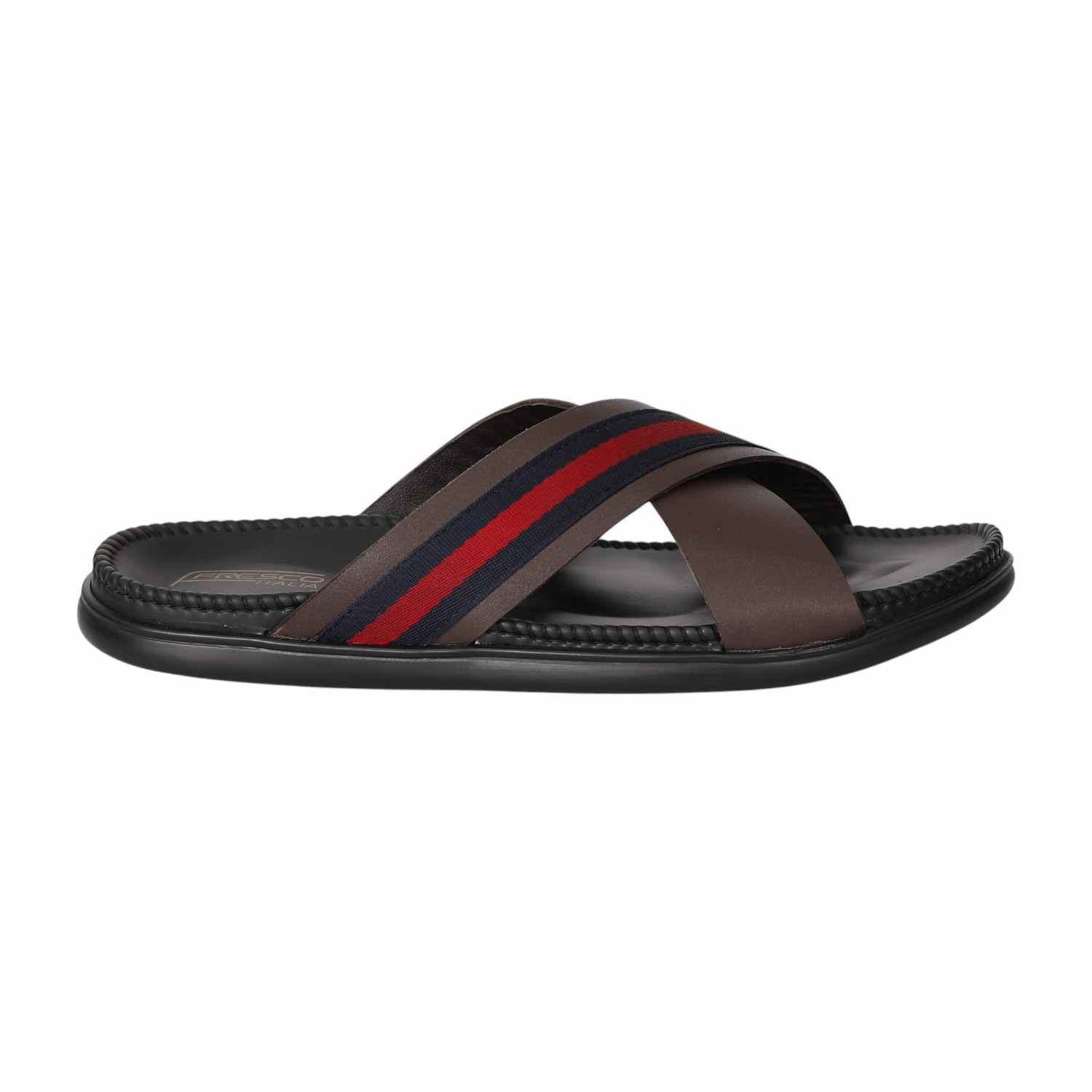 Men Oxford Brown Stripe Cross Sandals