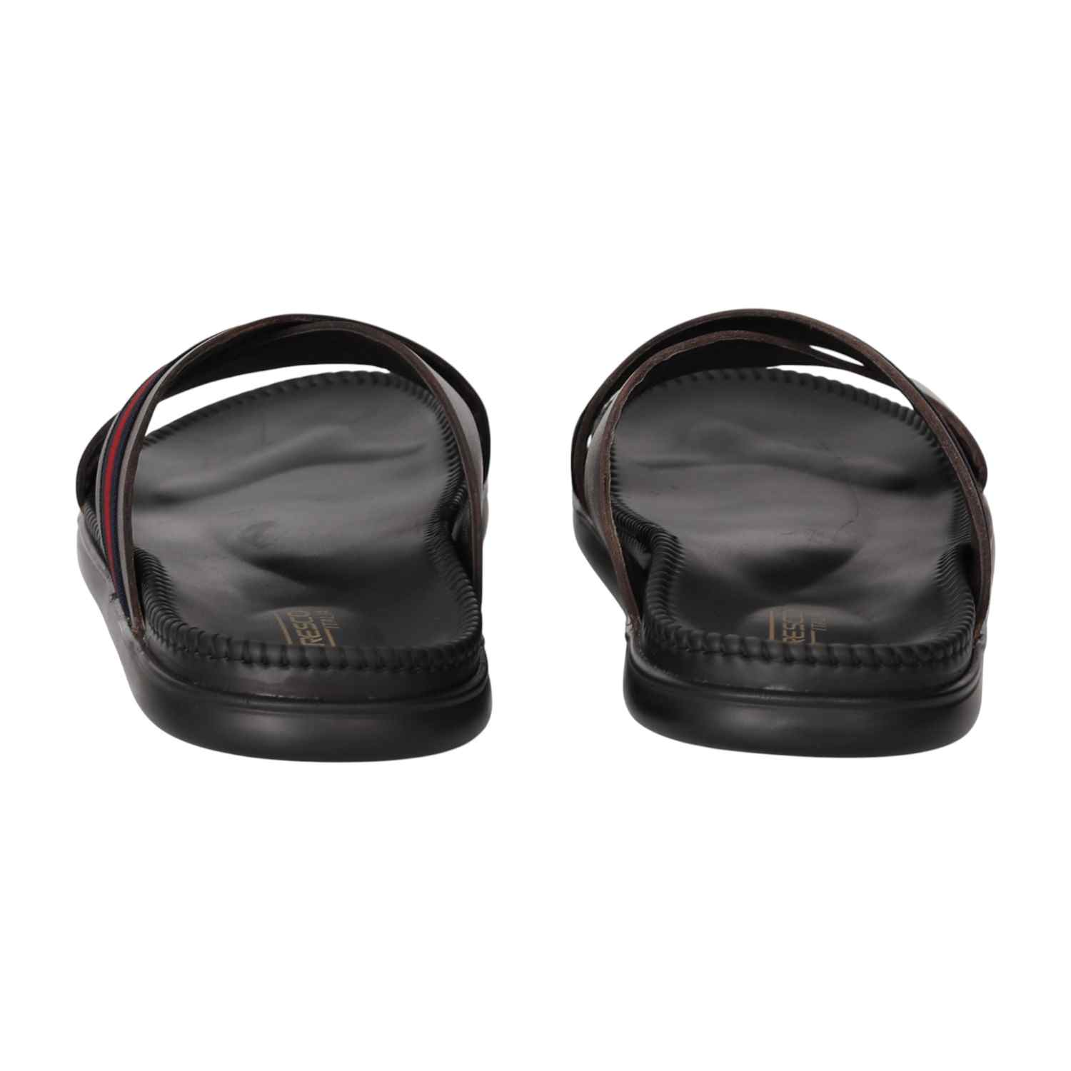 Men Oxford Brown Stripe Cross Sandals