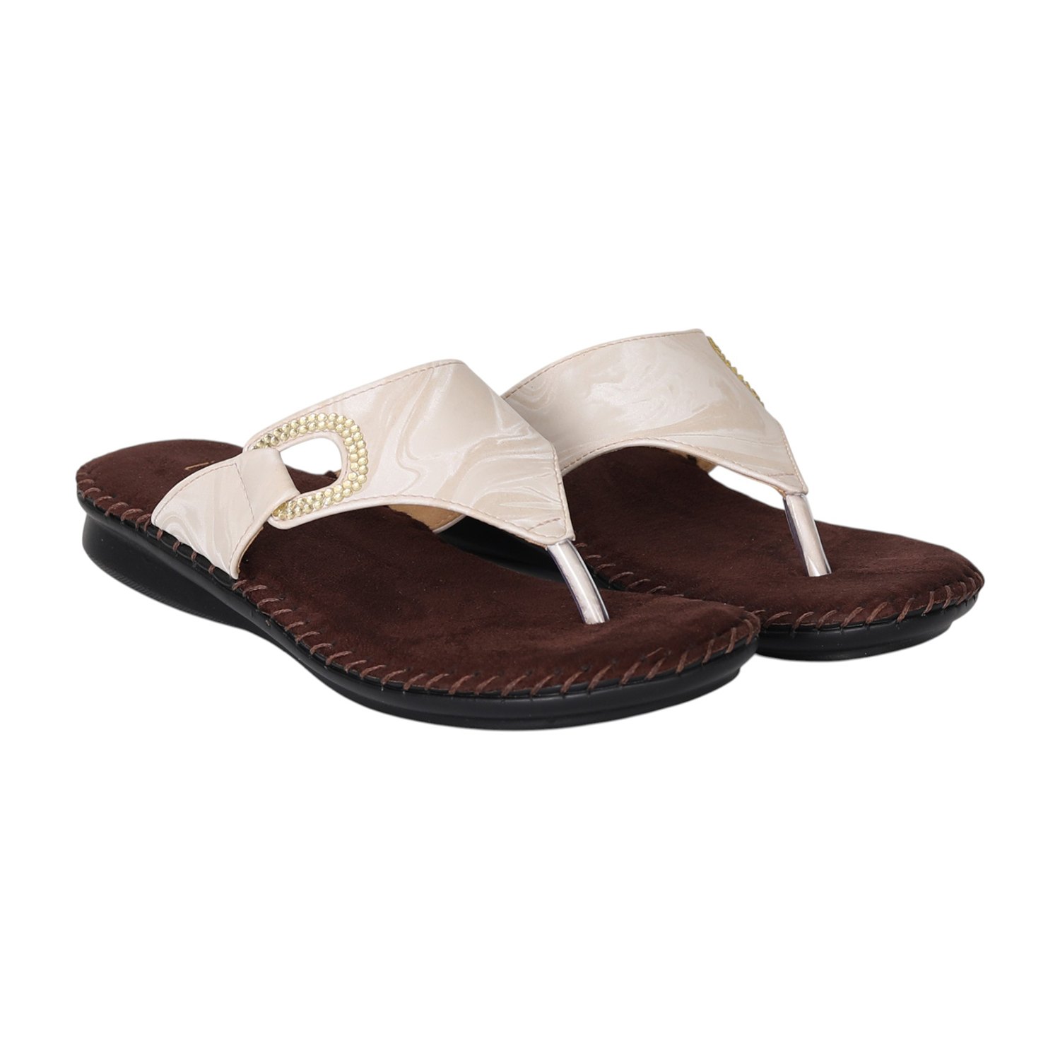 Women Cream Charm Comfort Flats
