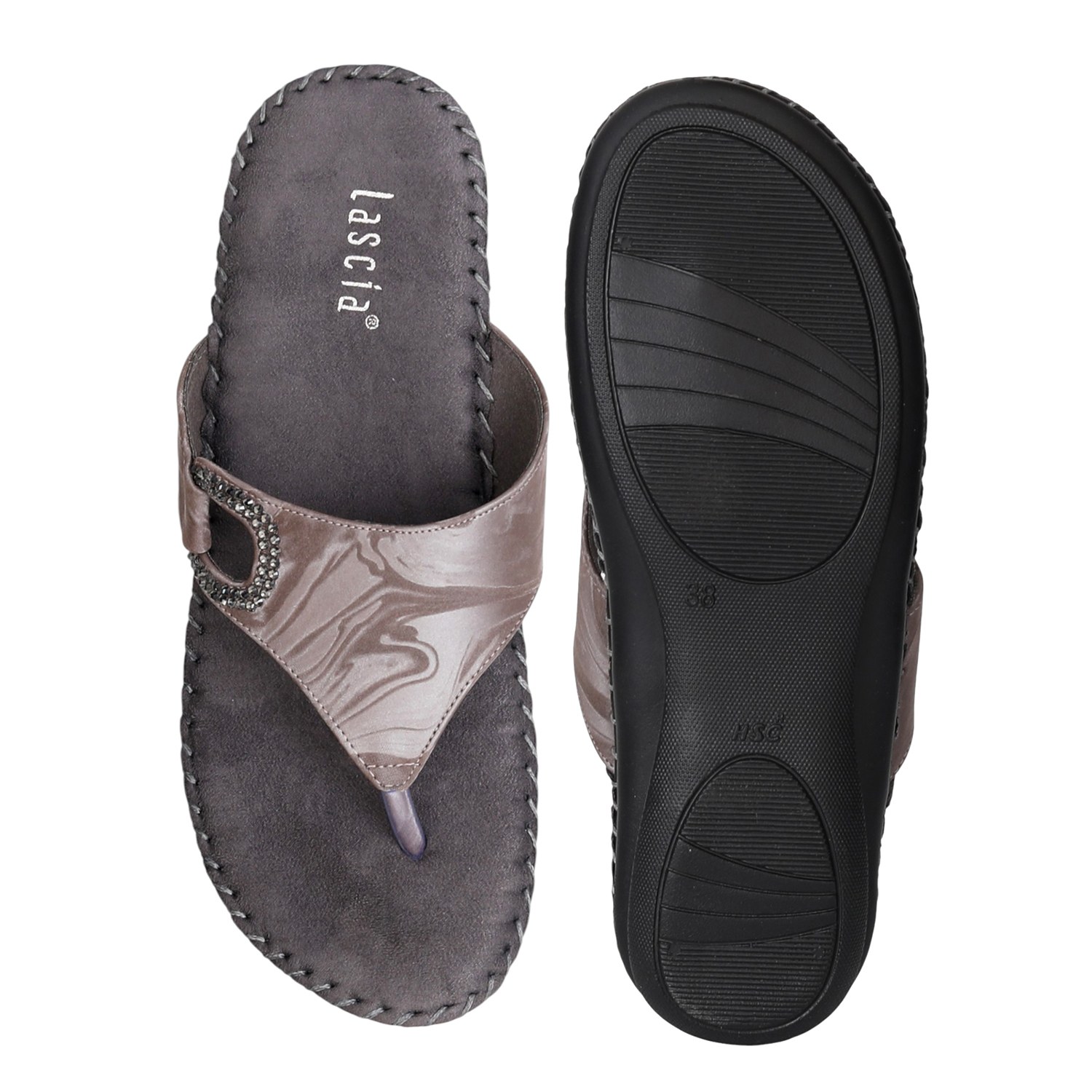 Women Grey Charm Comfort Flats