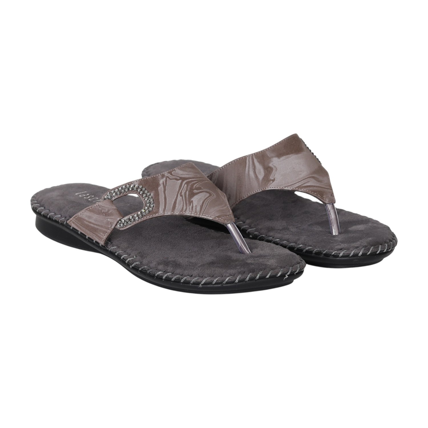 Women Grey Charm Comfort Flats