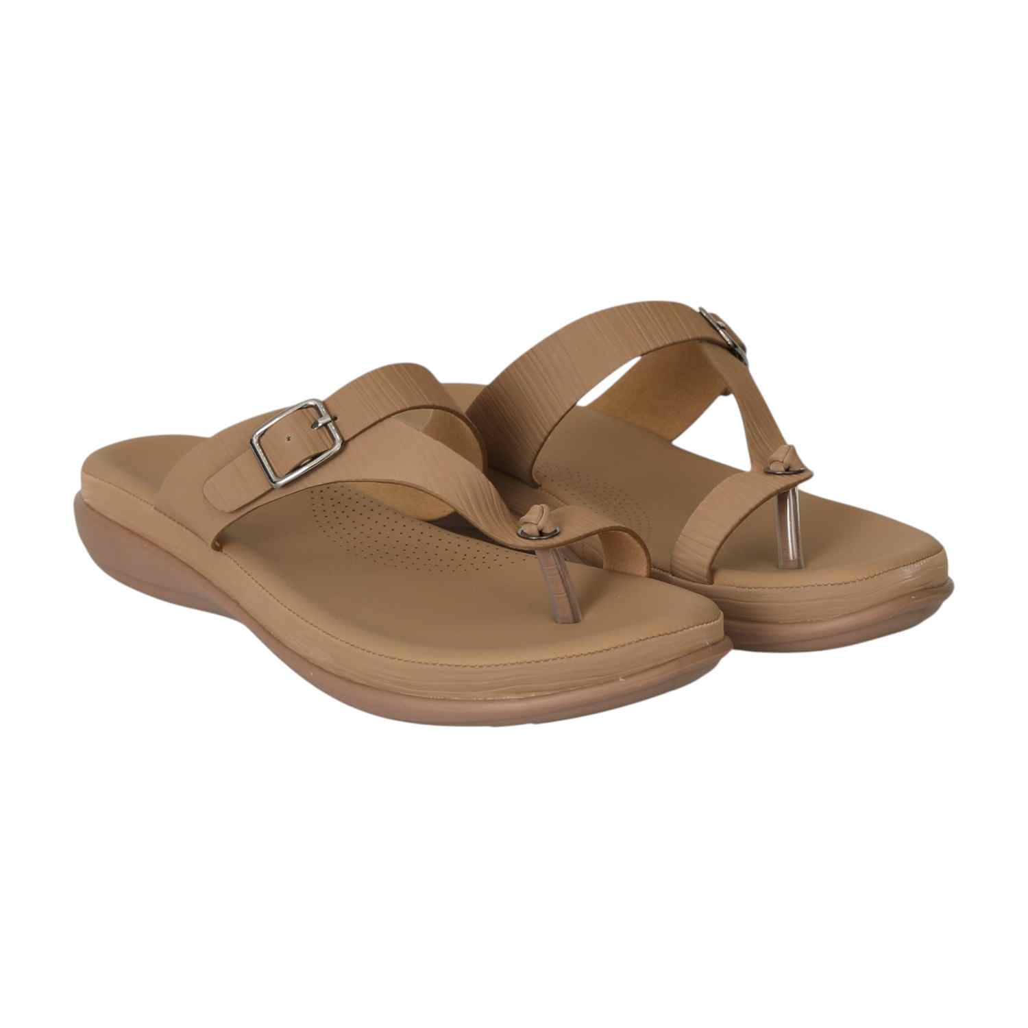 Women Brown Modern Buckle Sandals