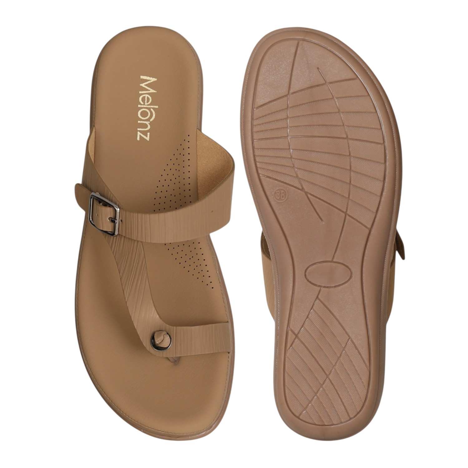 Women Brown Modern Buckle Sandals