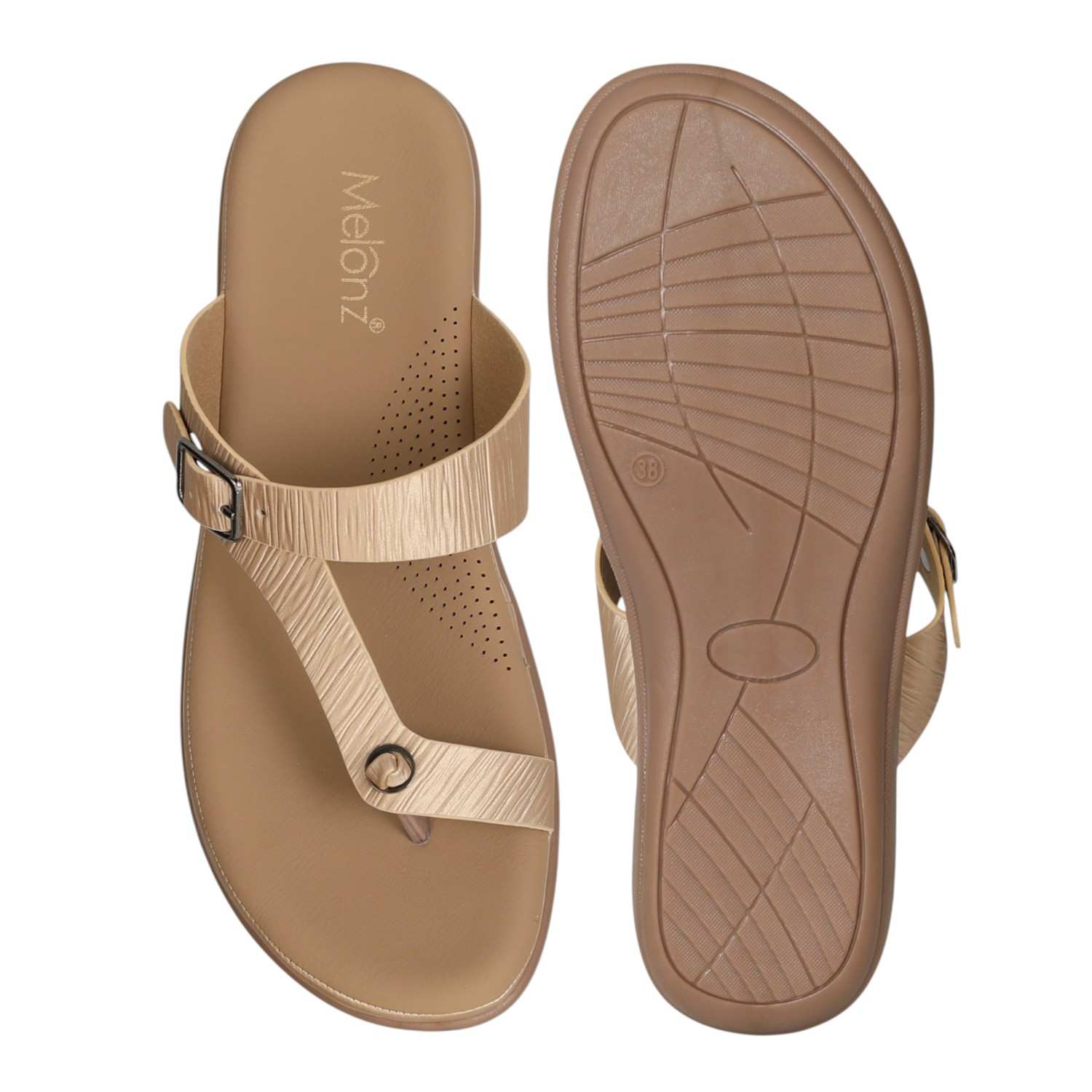 Women Golden Modern Buckle Sandals