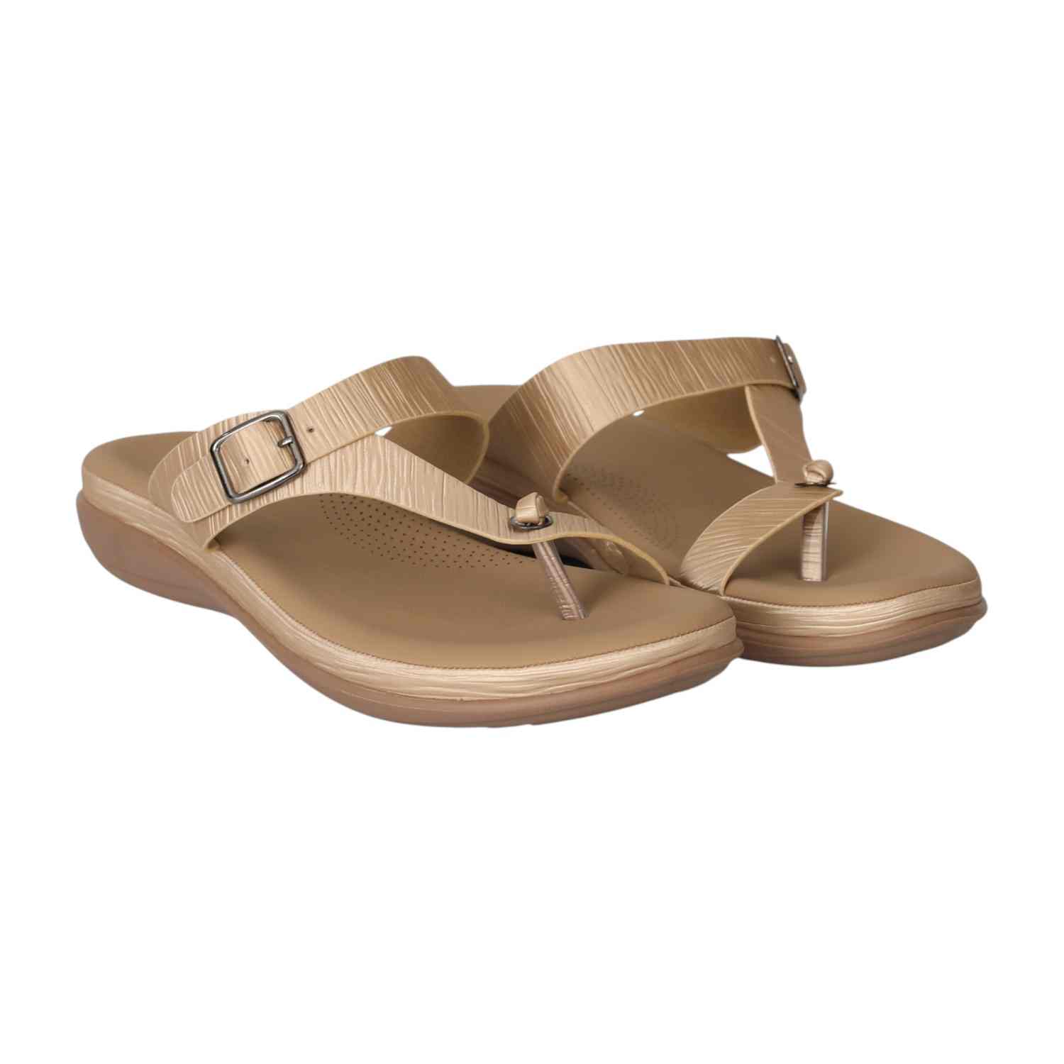 Women Golden Modern Buckle Sandals