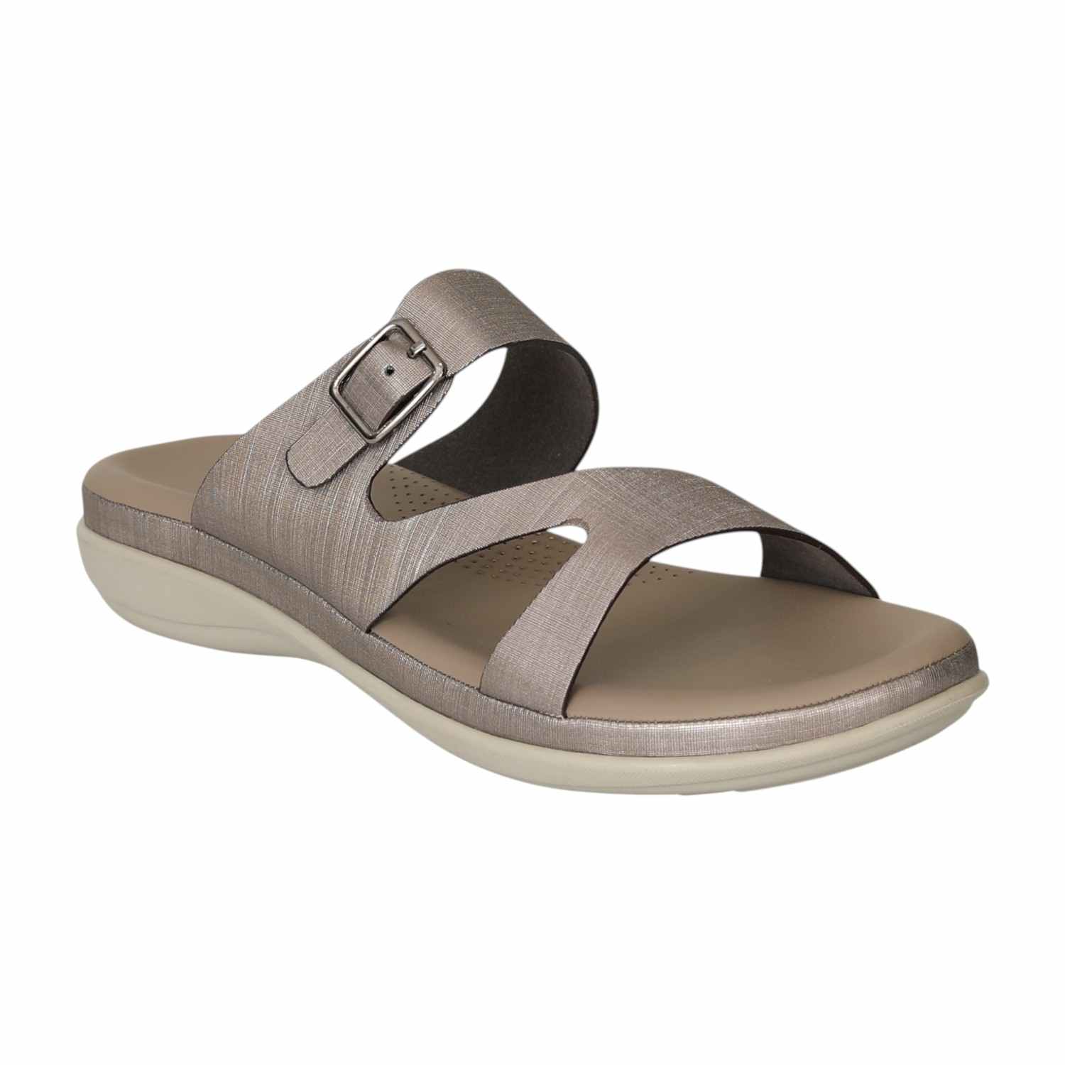 Women Grey Textured Buckle Sandals