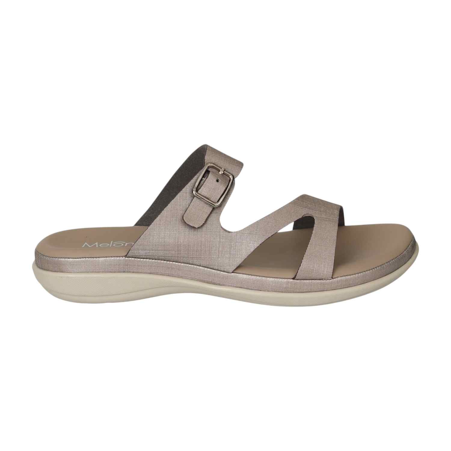 Women Grey Textured Buckle Sandals