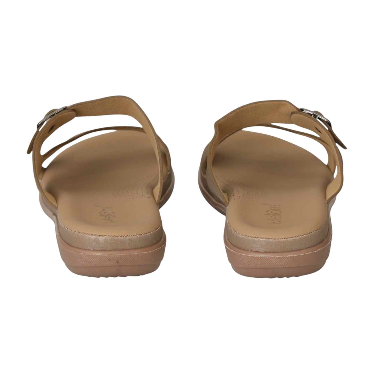 Women Tan Textured Buckle Sandals