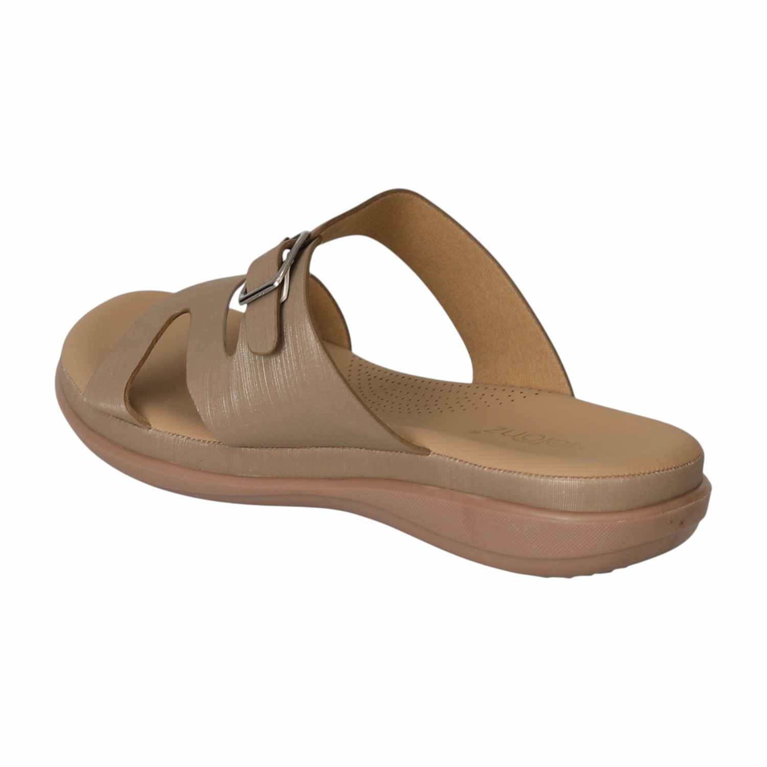 Women Tan Textured Buckle Sandals