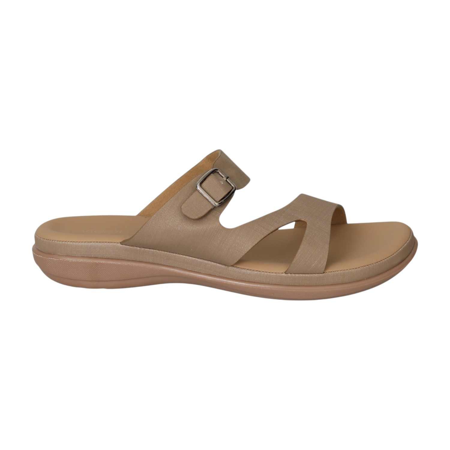 Women Tan Textured Buckle Sandals