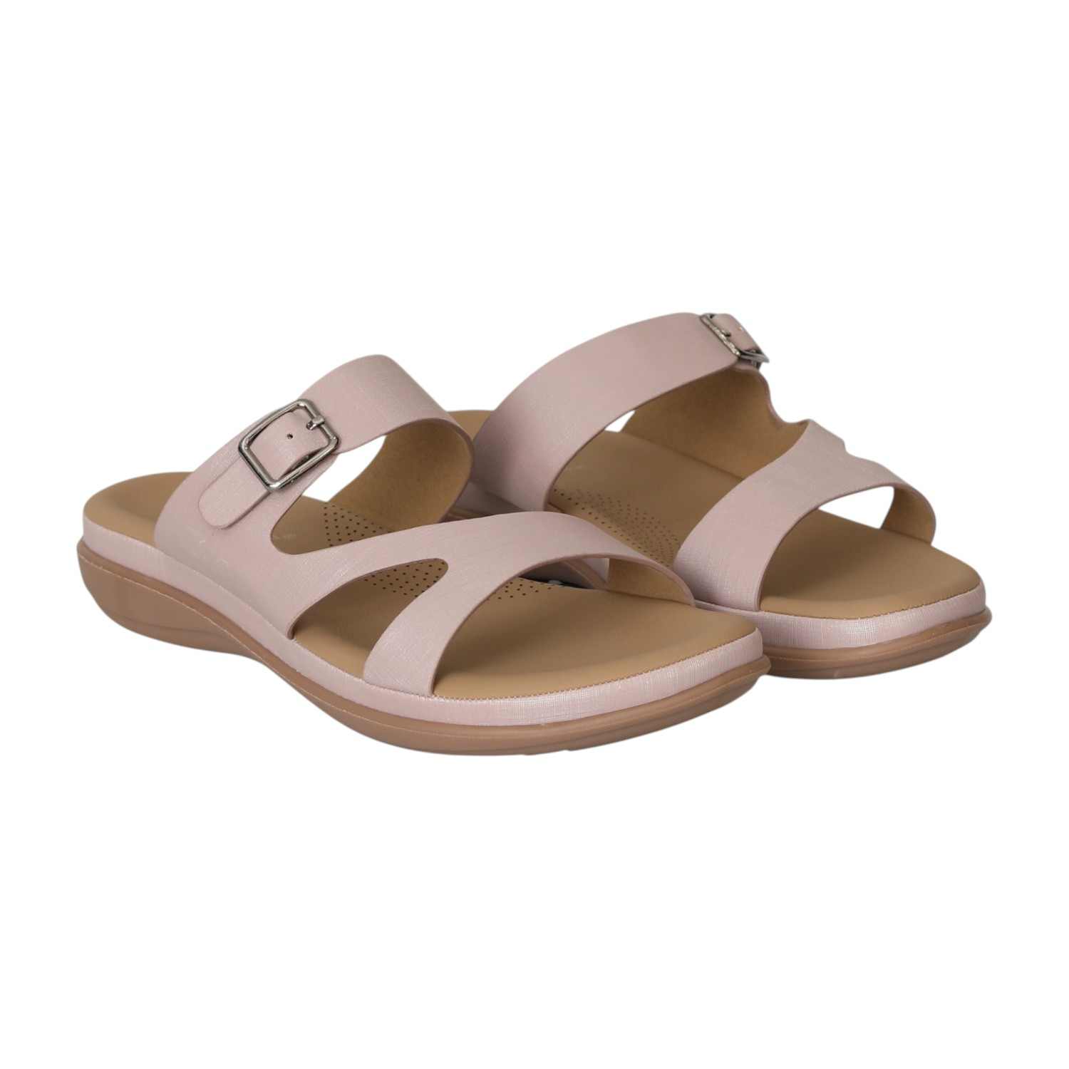 Women Rose Textured Buckle Sandals
